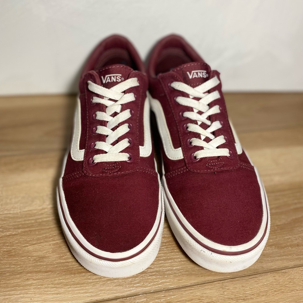 Vans Maroon and White Casual Sneakers